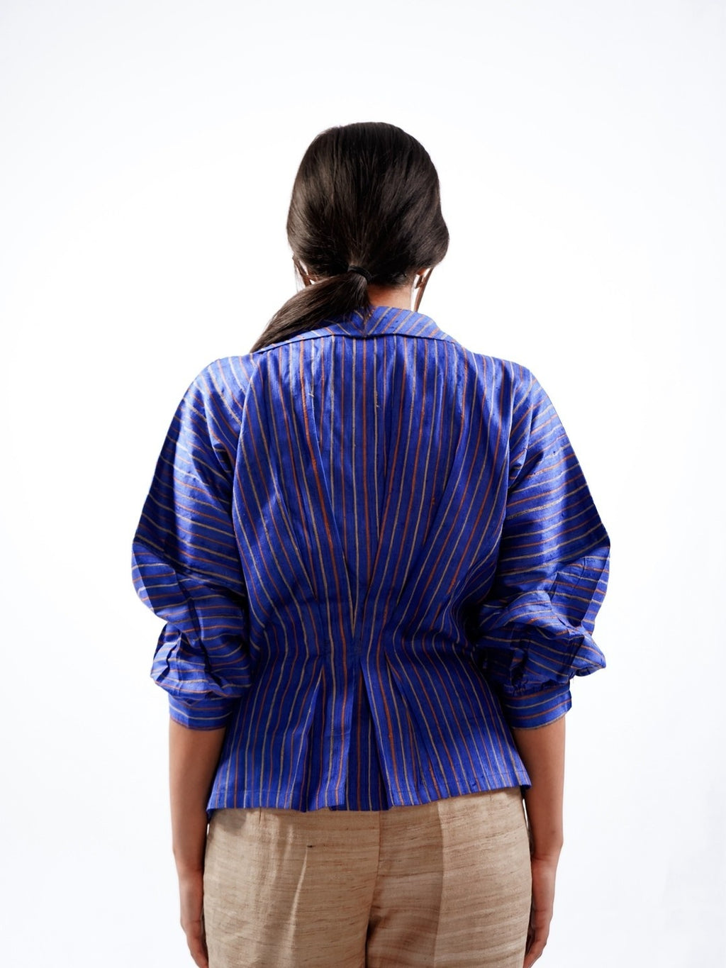 Raw Silk Pleated Top