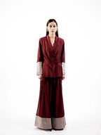 Tissue Silk  Coordinated  Set(Maroon)