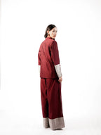 Tissue Silk  Coordinated  Set(Maroon)