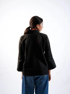 Satin Silk Patched Shirt(Black)