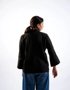 Satin Silk Patched Shirt(Black)