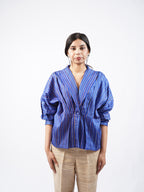 Raw Silk Pleated Top