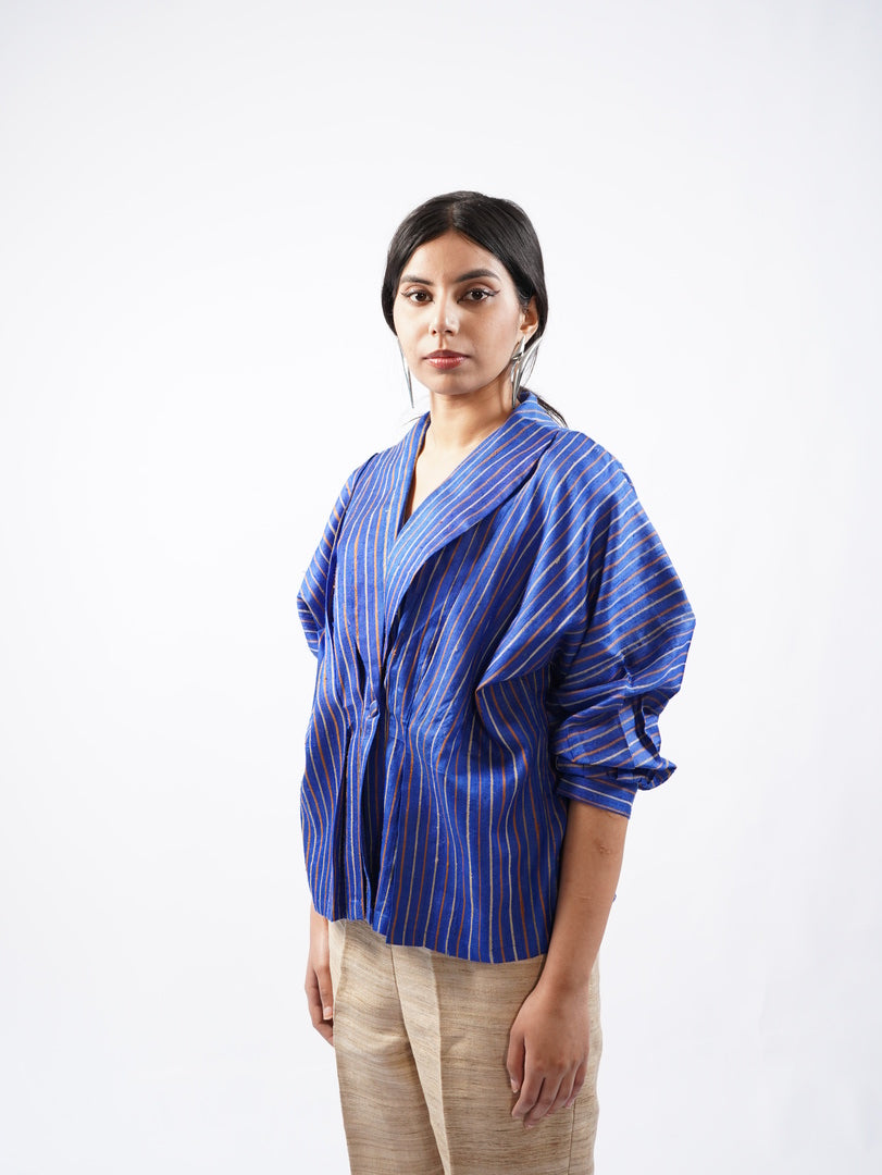 Raw Silk Pleated Top