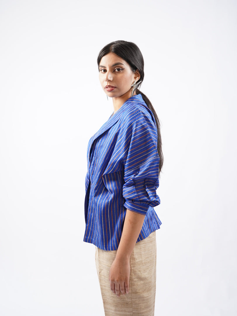 Raw Silk Pleated Top