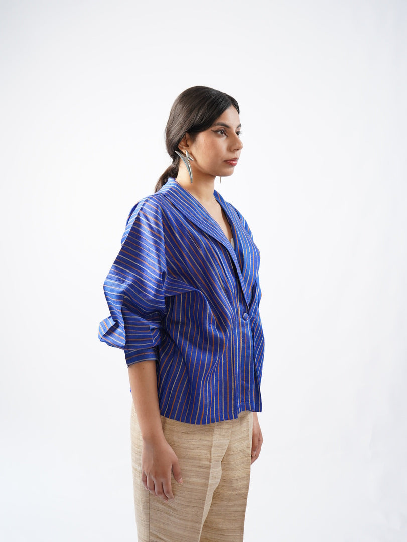 Raw Silk Pleated Top