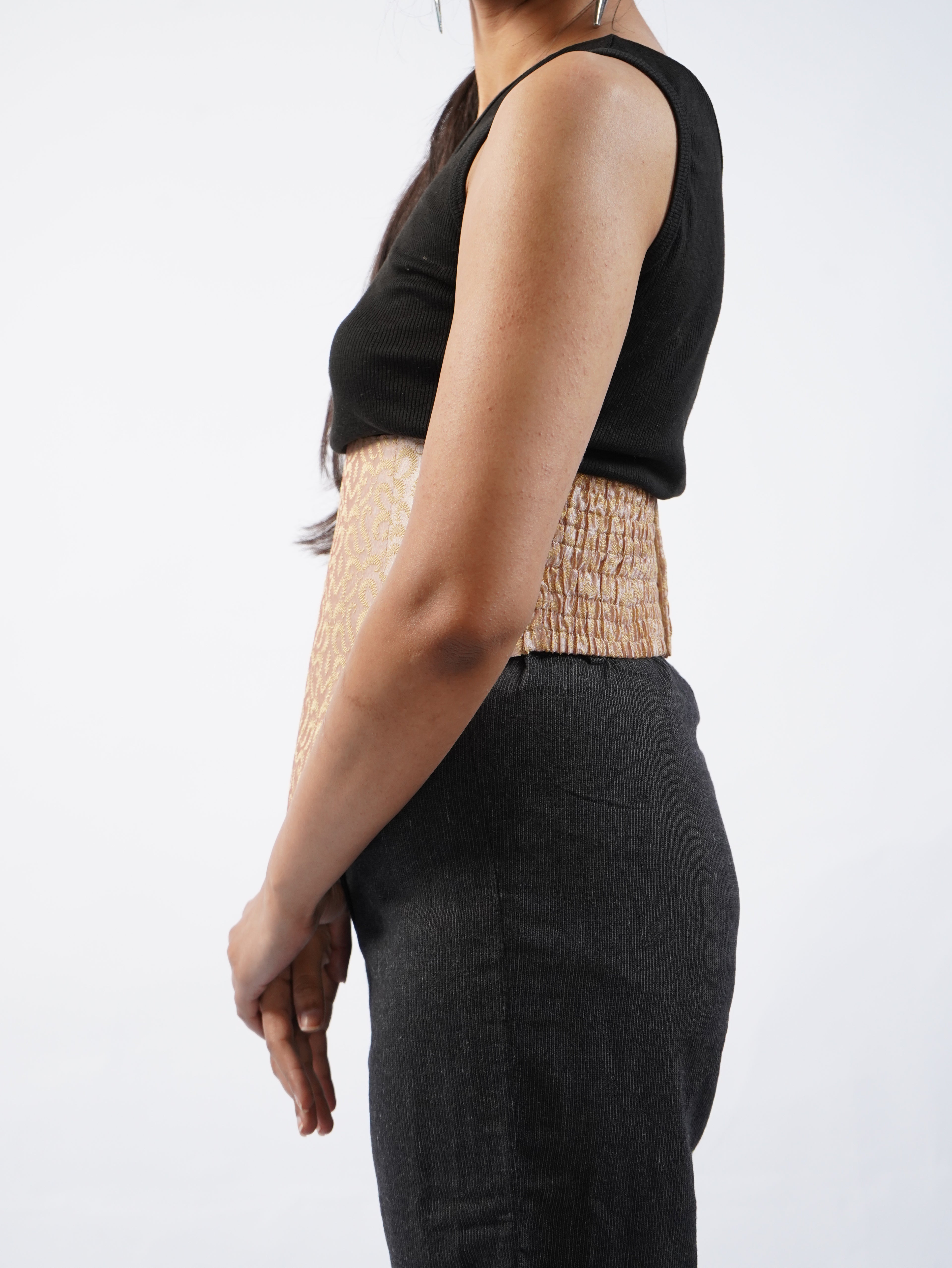 Banarasi Silk Corset Belt (peach)