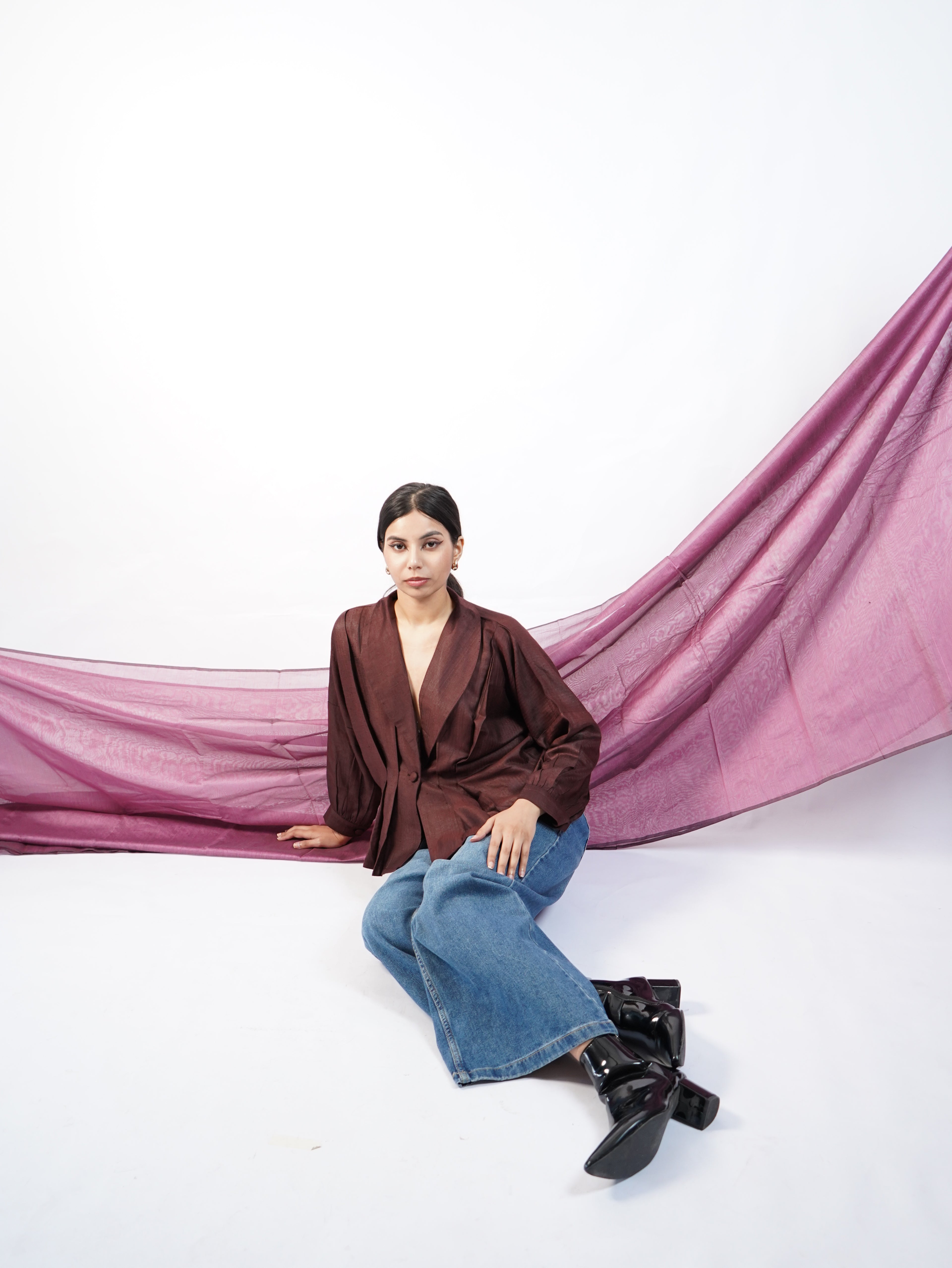 Dobbi Silk Pleated Top