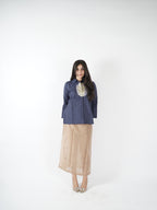 Silk Patched Shirt (Navy Blue)
