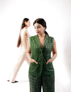 Olive Noil Silk  Coordinated Set
