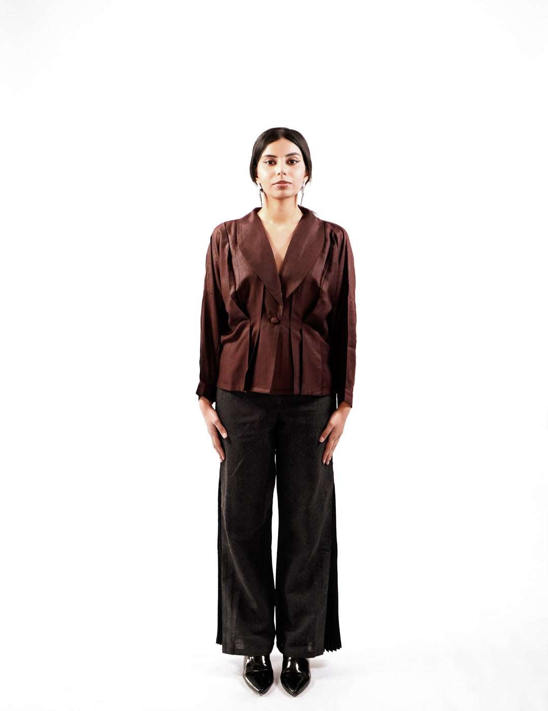 Dobbi Silk Pleated Top