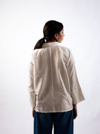 Satin Silk Patched Shirt(White)