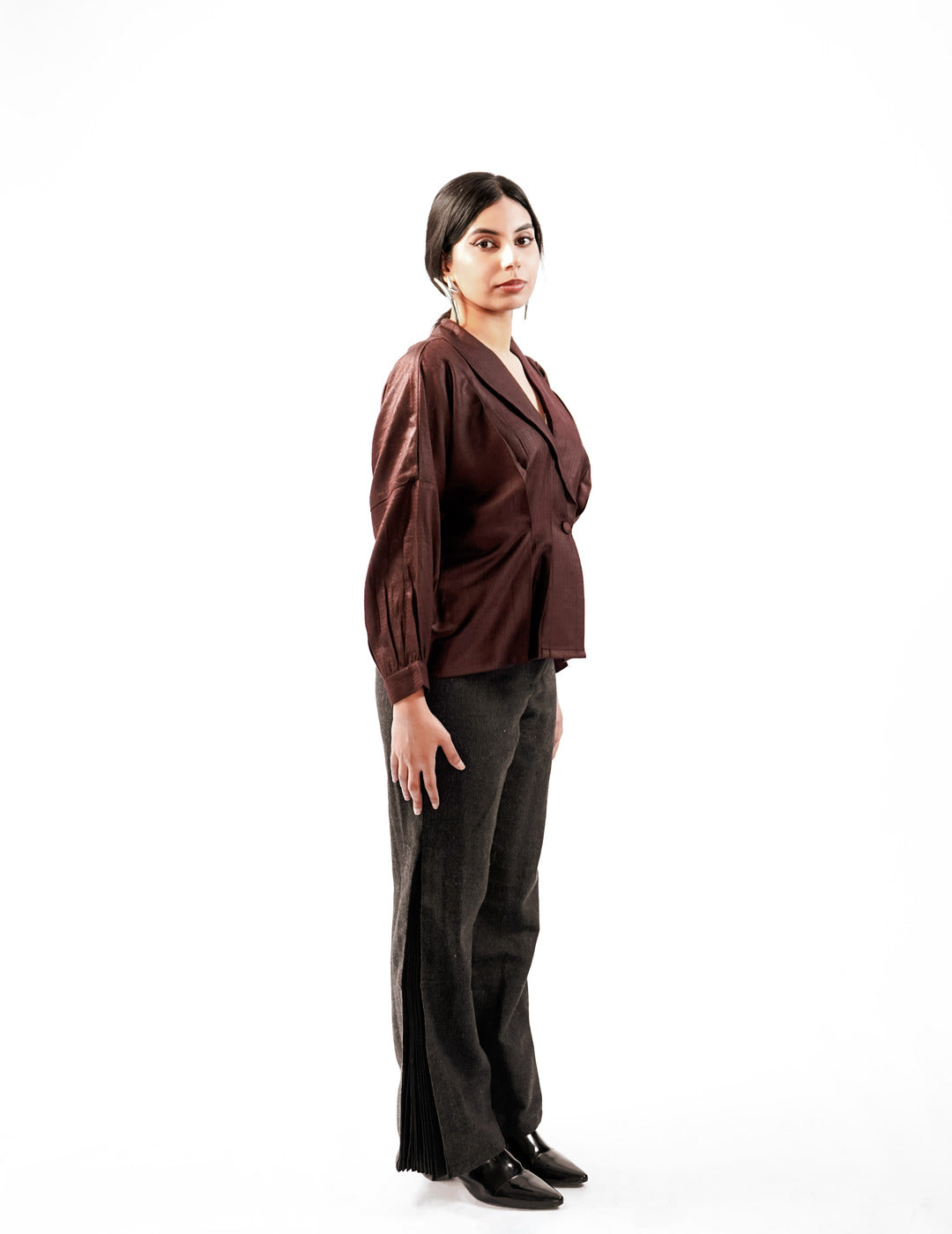 Dobbi Silk Pleated Top