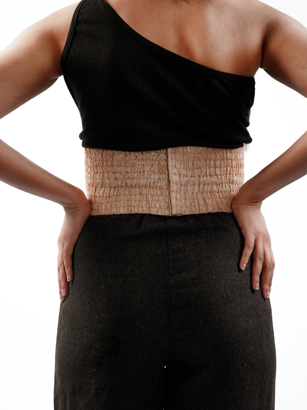 Banarasi Silk Corset Belt (peach)