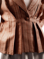 Rust Raw Silk Pleated Top
