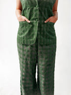 Olive Noil Silk  Coordinated Set