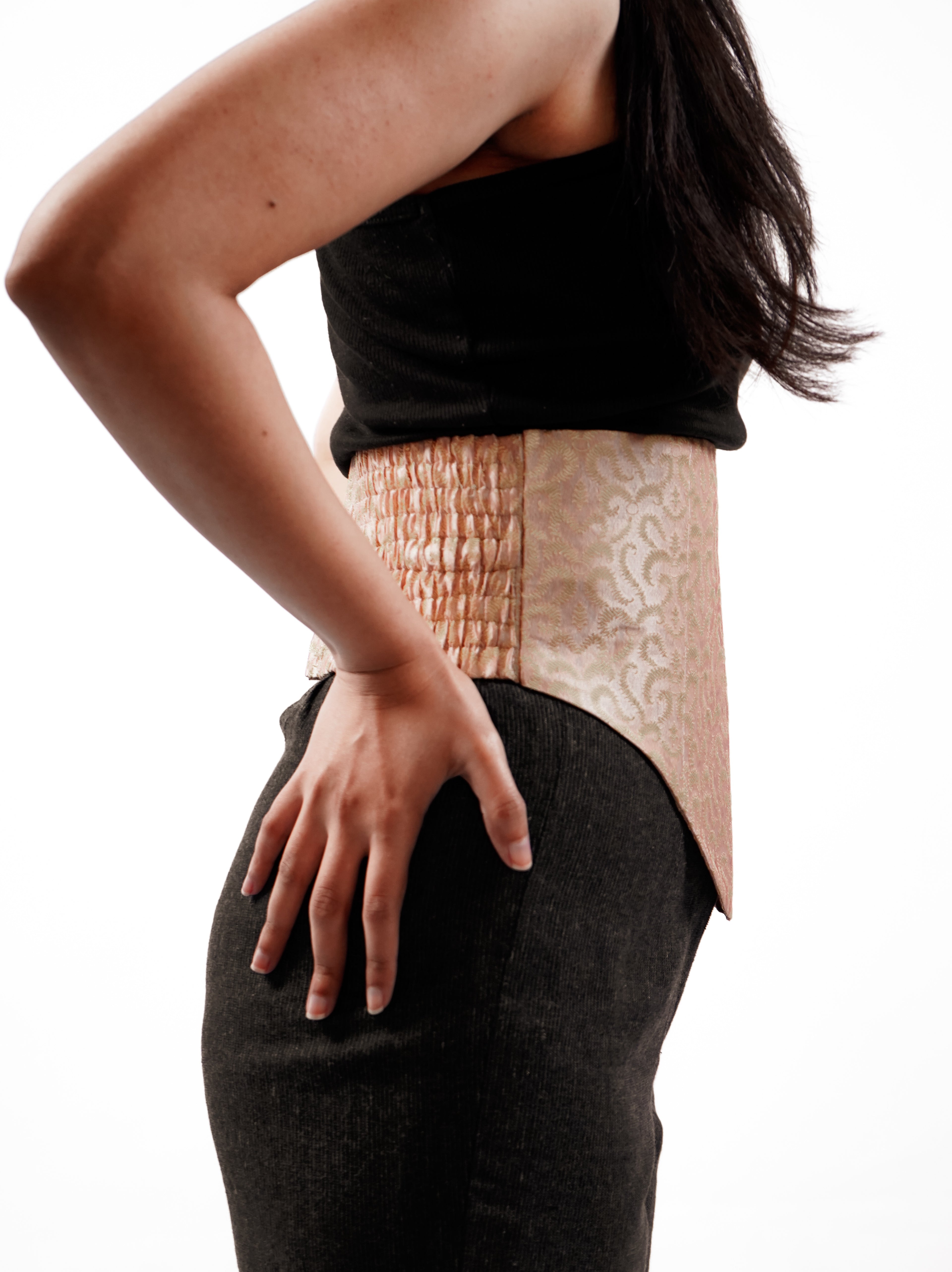Banarasi Silk Corset Belt (peach)
