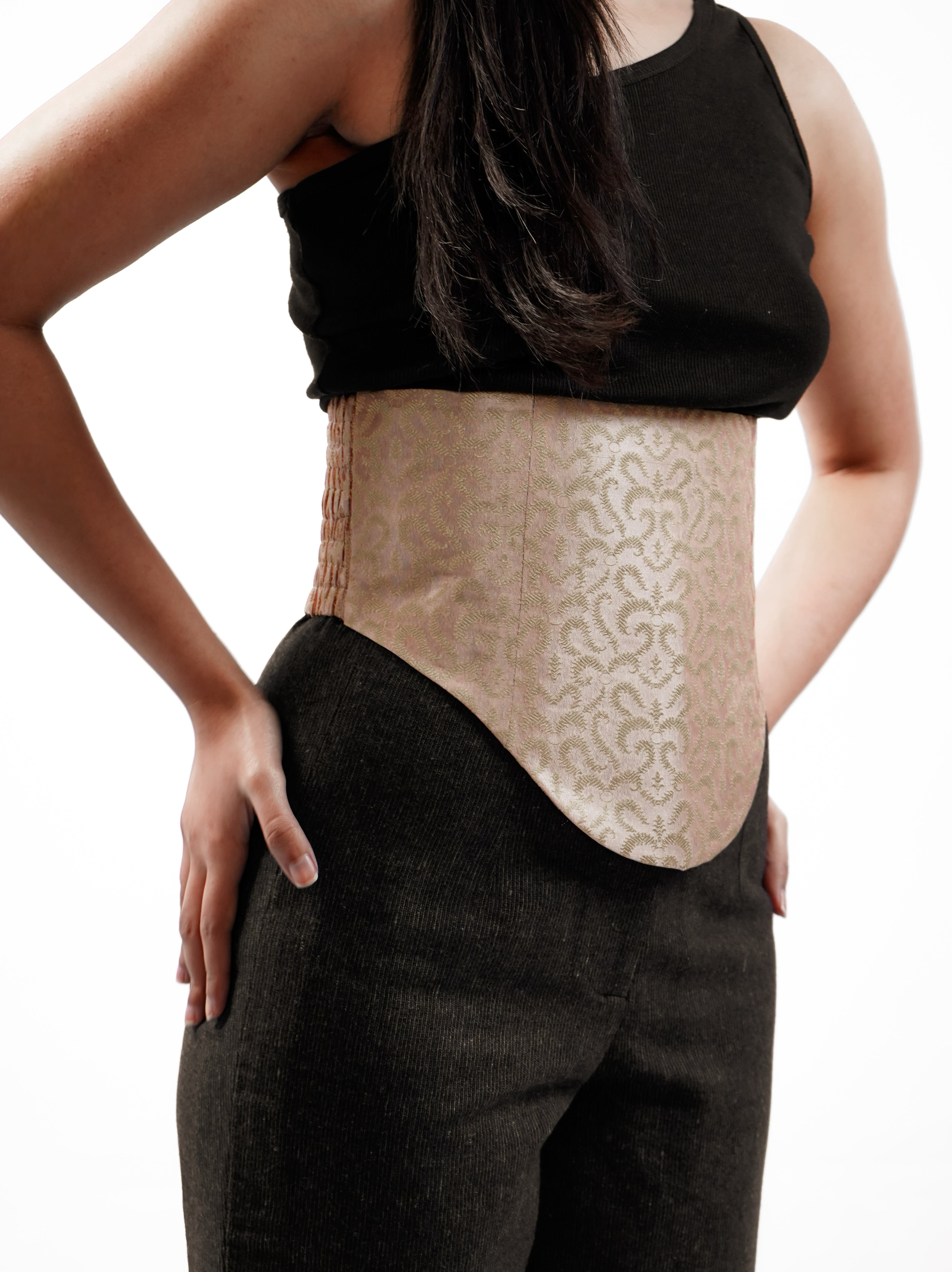 Banarasi Silk Corset Belt (peach)