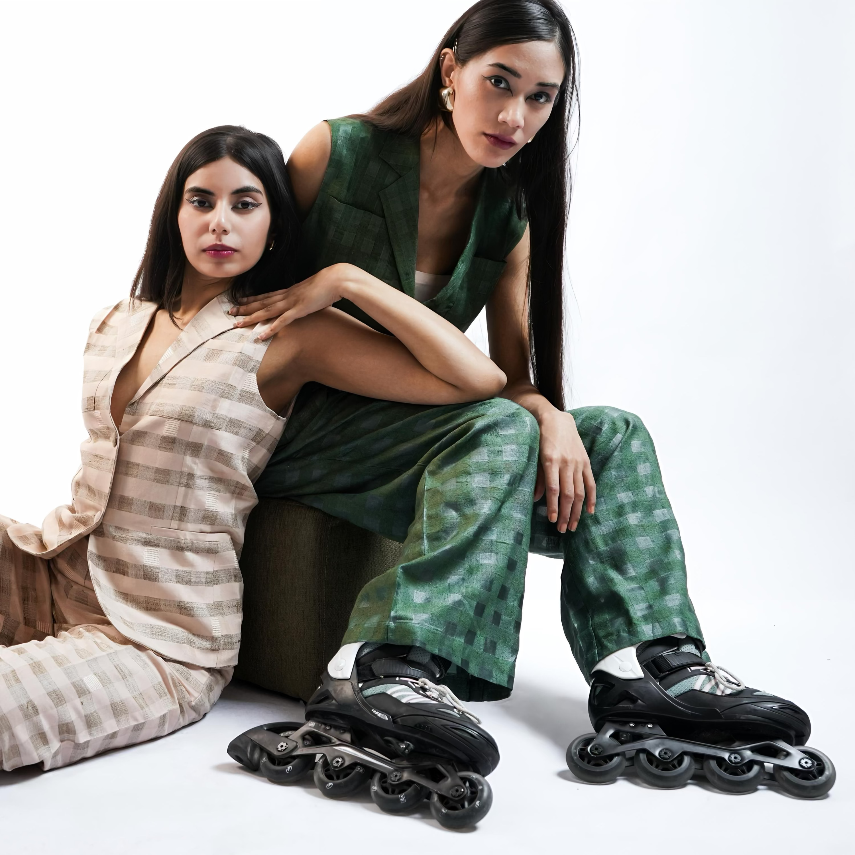 Olive Noil Silk  Coordinated Set