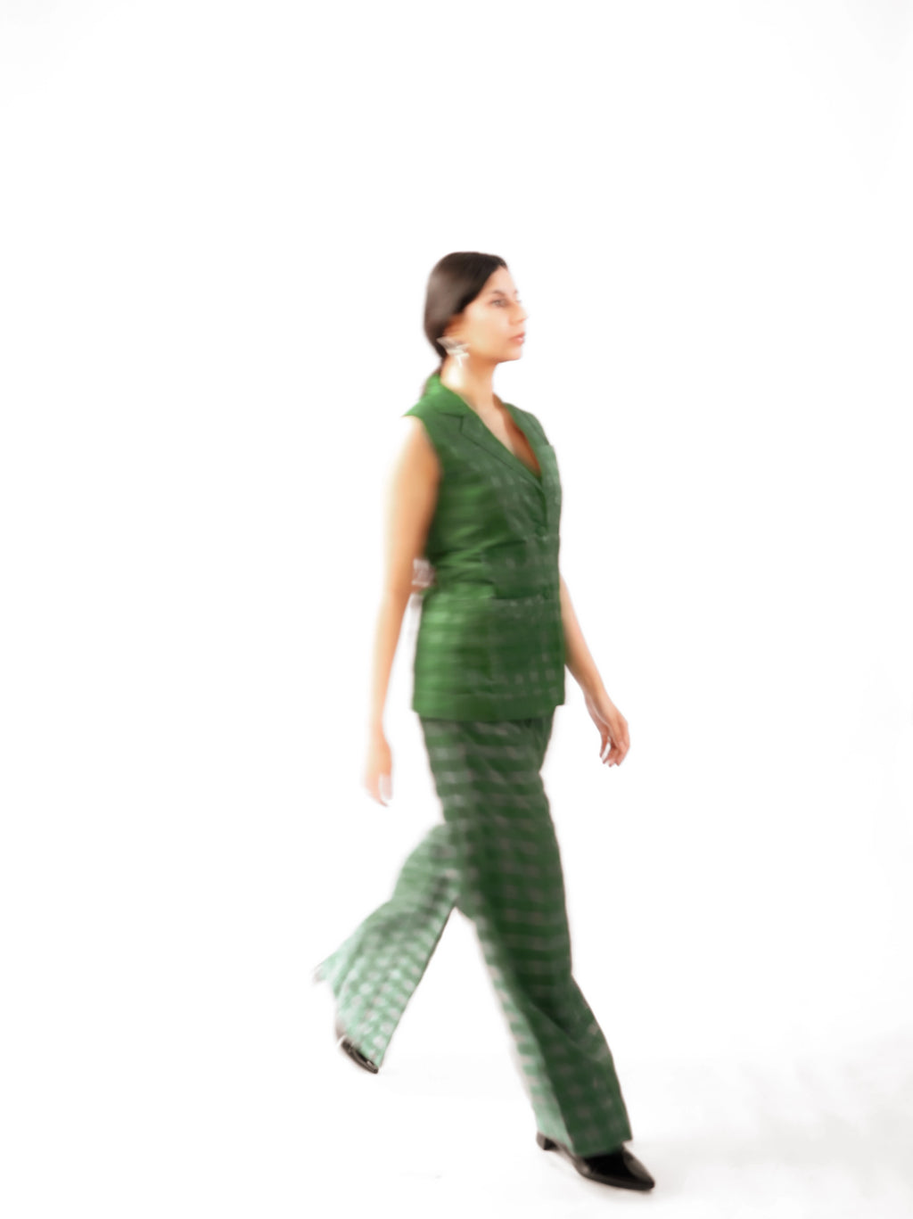 Olive Noil Silk  Coordinated Set