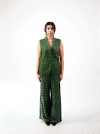 Olive Noil Silk  Coordinated Set