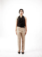 Raw Silk Wrap Halter Neck Top