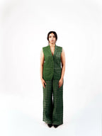 Olive Noil Silk  Coordinated Set