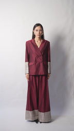 Tissue Silk  Coordinated  Set(Maroon)