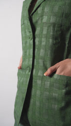Olive Noil Silk  Coordinated Set